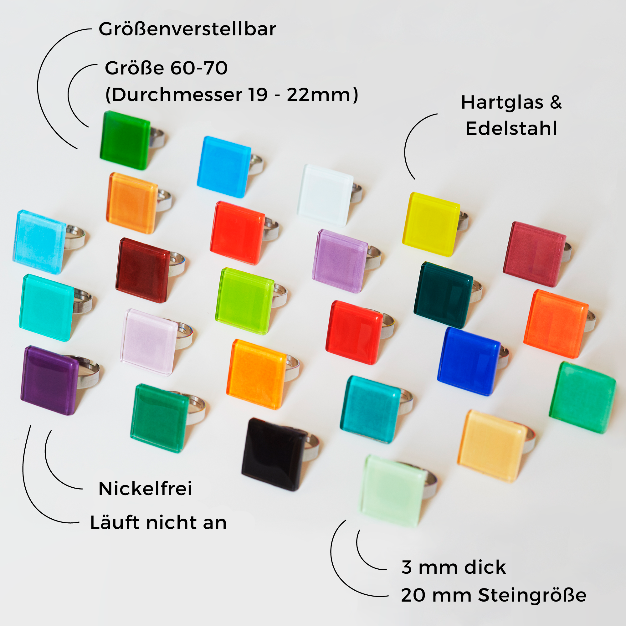 Foto von Statement Ring mit Stein 20mm • größenverstellbar