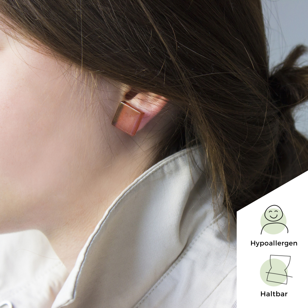 Foto von Quadratische Ohrclips aus Glas • 15mm