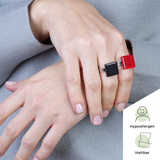 Foto von Quadratischer Ring mit Stein 15mm • größenverstellbar