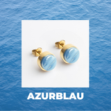 Foto von Stainless steel stud earrings with stone • Mother-of-pearl look • 8mm