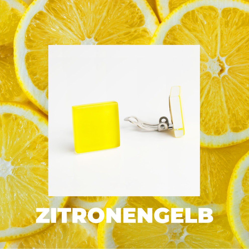 Foto von Quadratische Ohrclips aus Glas • 15mm