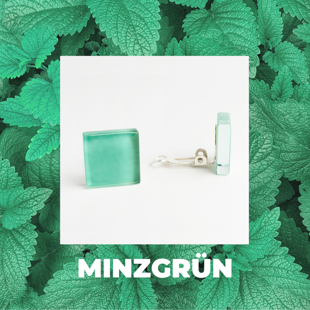 Foto von Quadratische Ohrclips aus Glas • 15mm