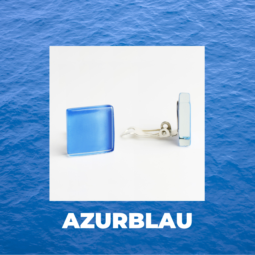 Foto von Quadratische Ohrclips aus Glas • 15mm