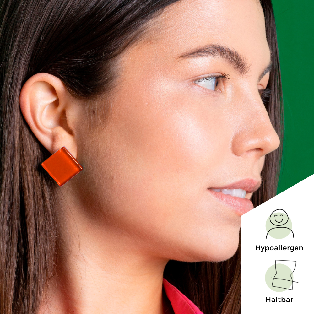 Foto von Statement Clip Ohrringe aus Glas • 20mm