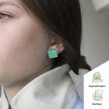 Foto von Quadratische Ohrclips aus Glas • 15mm