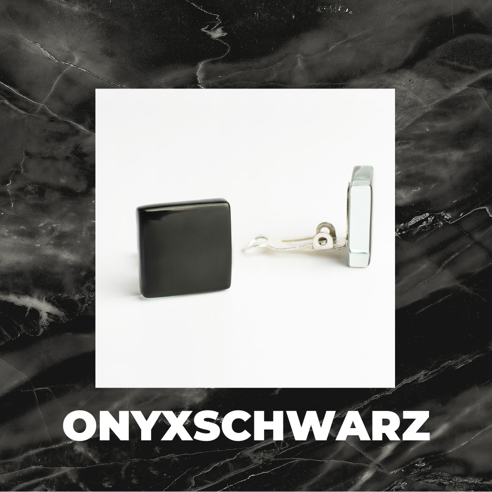 Foto von Quadratische Ohrclips aus Glas • 15mm