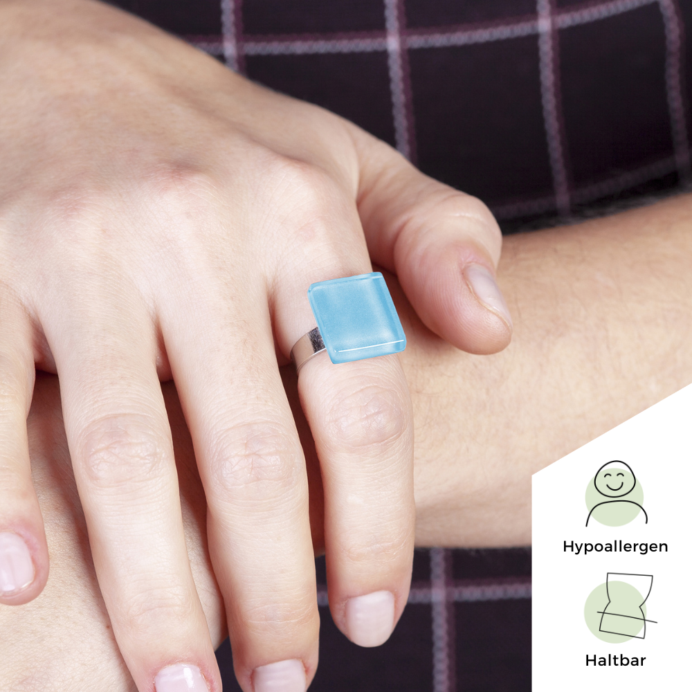 Foto von Square ring with 15mm stone • adjustable size