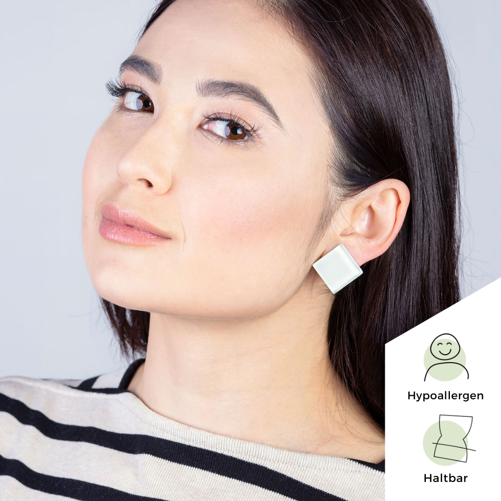 Foto von Statement Clip Ohrringe aus Glas • 20mm