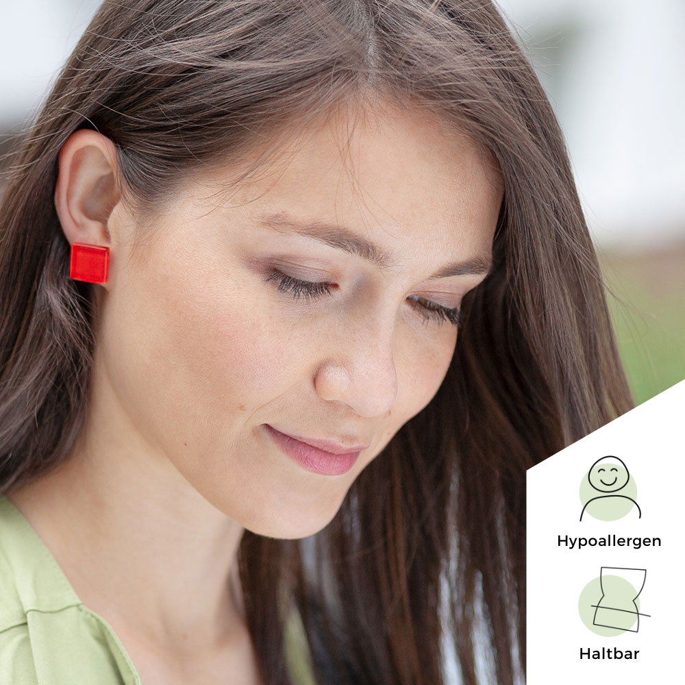 Foto von Quadratische Ohrclips aus Glas • 15mm