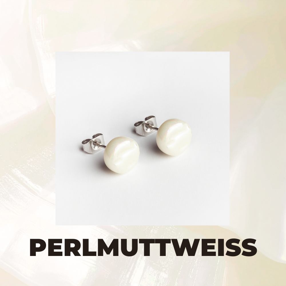 Foto von Glasohrstecker in Perlmuttoptik • 8mm