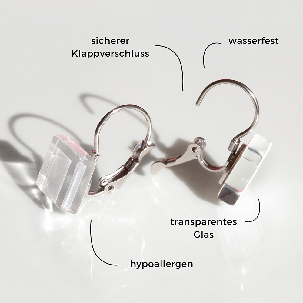 Foto von Geometrische Ohrringe aus Glas • 10mm