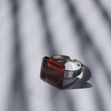Foto von Square ring with 15mm stone • adjustable size