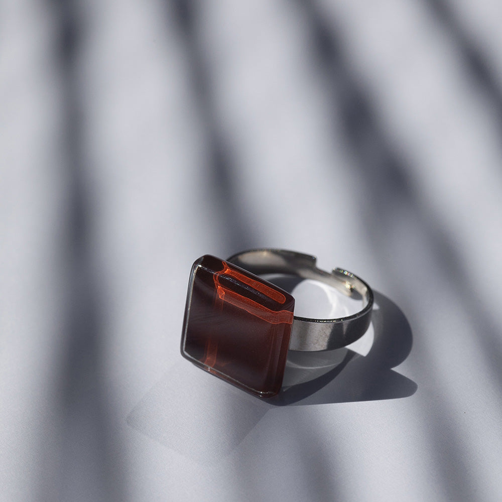 Foto von Square ring with 15mm stone • adjustable size