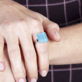 Foto von Square ring with 15mm stone • adjustable size