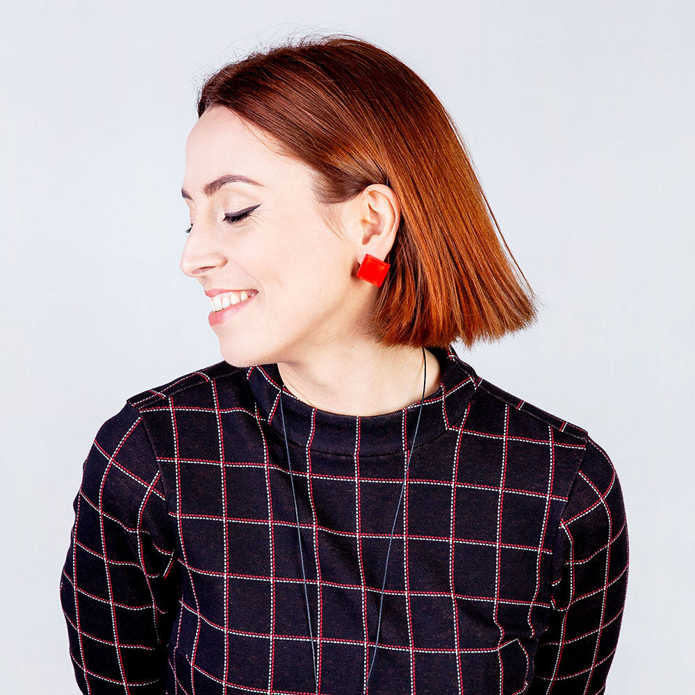 Foto von Statement Clip Ohrringe aus Glas • 20mm