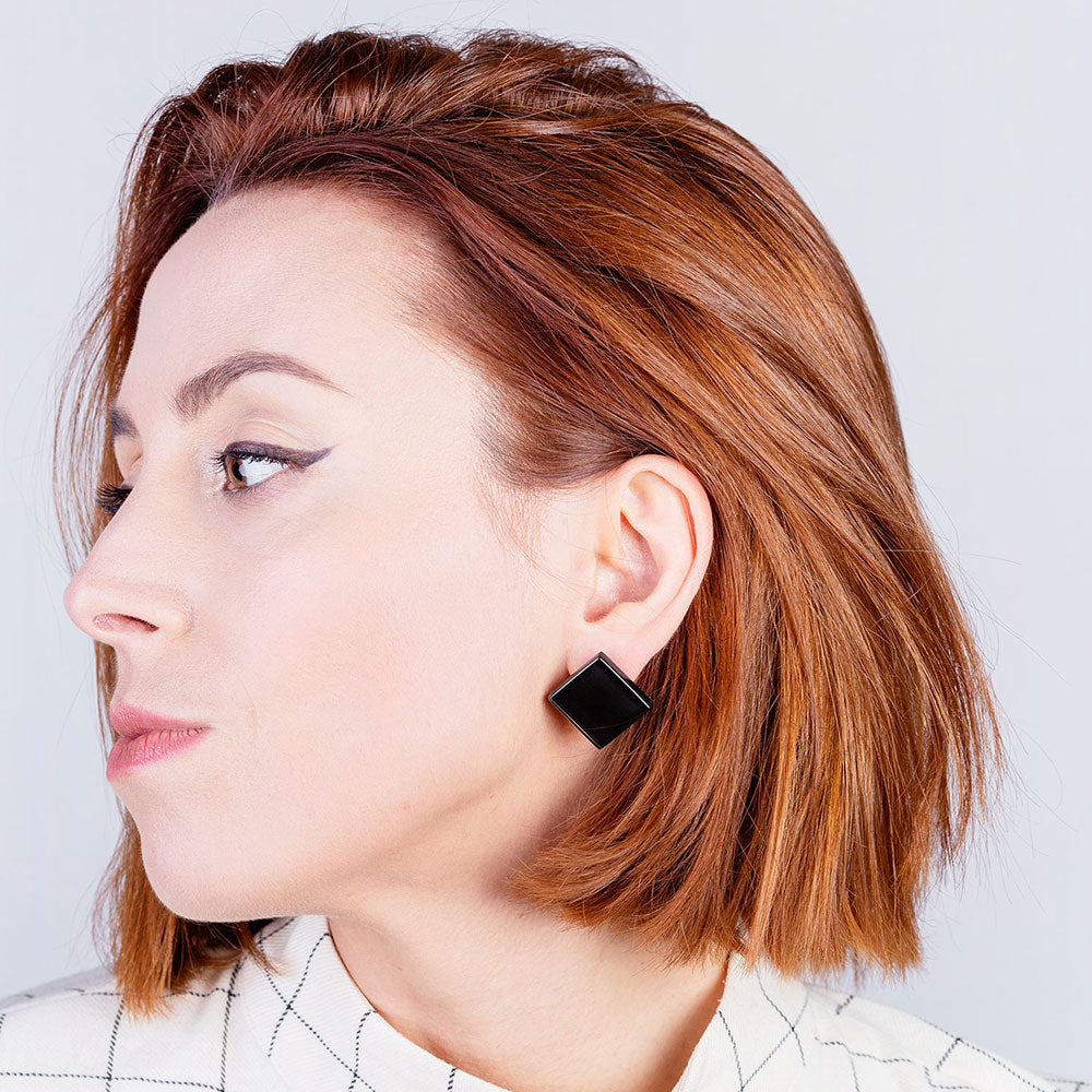 Foto von Statement Clip Ohrringe aus Glas • 20mm