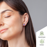 Foto von Stainless steel stud earrings with stone • Mother-of-pearl look • 8mm