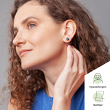 Foto von Stainless steel stud earrings with stone • Mother-of-pearl look • 8mm