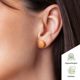 Foto von Stainless steel stud earrings with stone • Mother-of-pearl look • 8mm