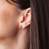 Foto von Stainless steel stud earrings with stone • Mother-of-pearl look • 8mm