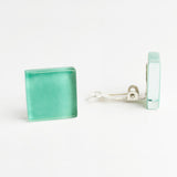 Quadratische Ohrclips aus Glas • 15mm Quadratische Ohrclips aus Glas • 15mm