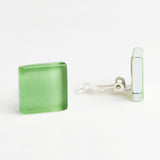 Quadratische Ohrclips aus Glas • 15mm Quadratische Ohrclips aus Glas • 15mm
