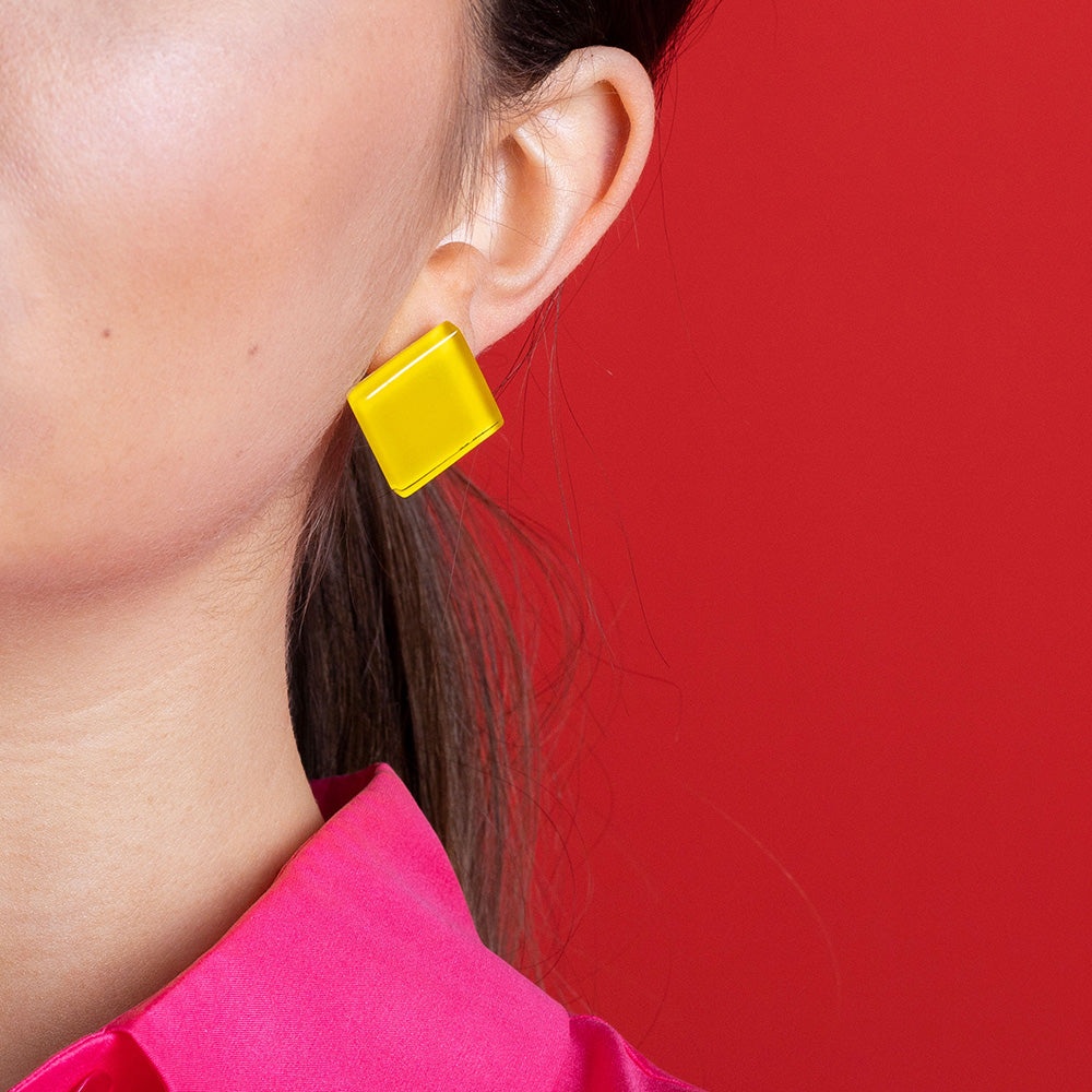 Foto von Statement Clip Ohrringe aus Glas • 20mm