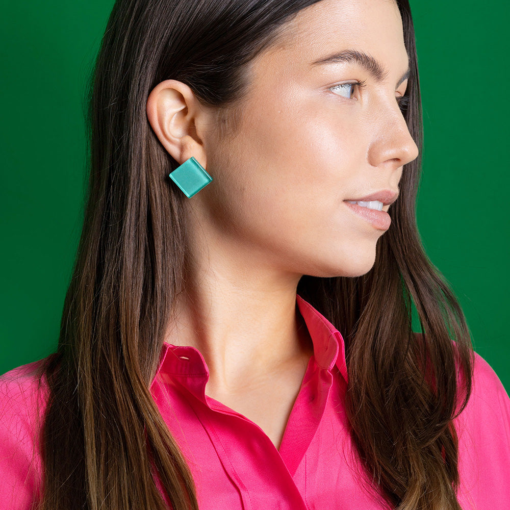 Foto von Statement Clip Ohrringe aus Glas • 20mm