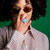 Foto von Statement Clip Ohrringe aus Glas • 20mm