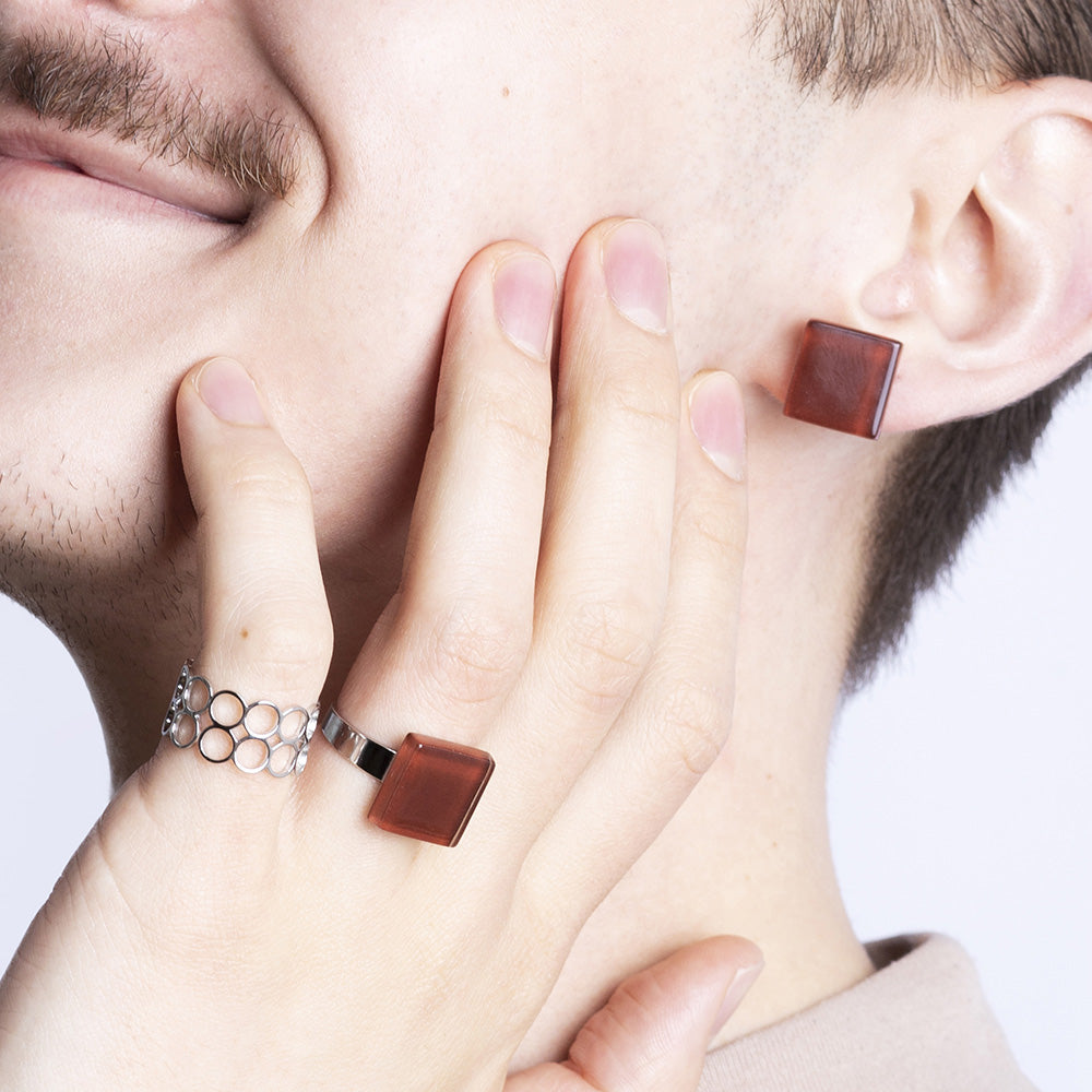 Foto von Verstellbarer Edelstahlring mit Kreiselementen