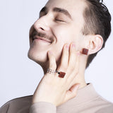 Foto von Square ring with 15mm stone • adjustable size