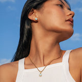 Foto von Stainless steel stud earrings with stone • Mother-of-pearl look • 8mm