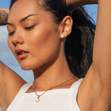 Foto von Stainless steel stud earrings with stone • Mother-of-pearl look • 8mm