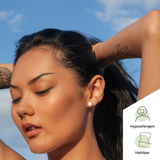 Foto von Stainless steel stud earrings with stone • Mother-of-pearl look • 8mm