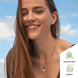 Foto von Stainless steel stud earrings with stone • Mother-of-pearl look • 8mm