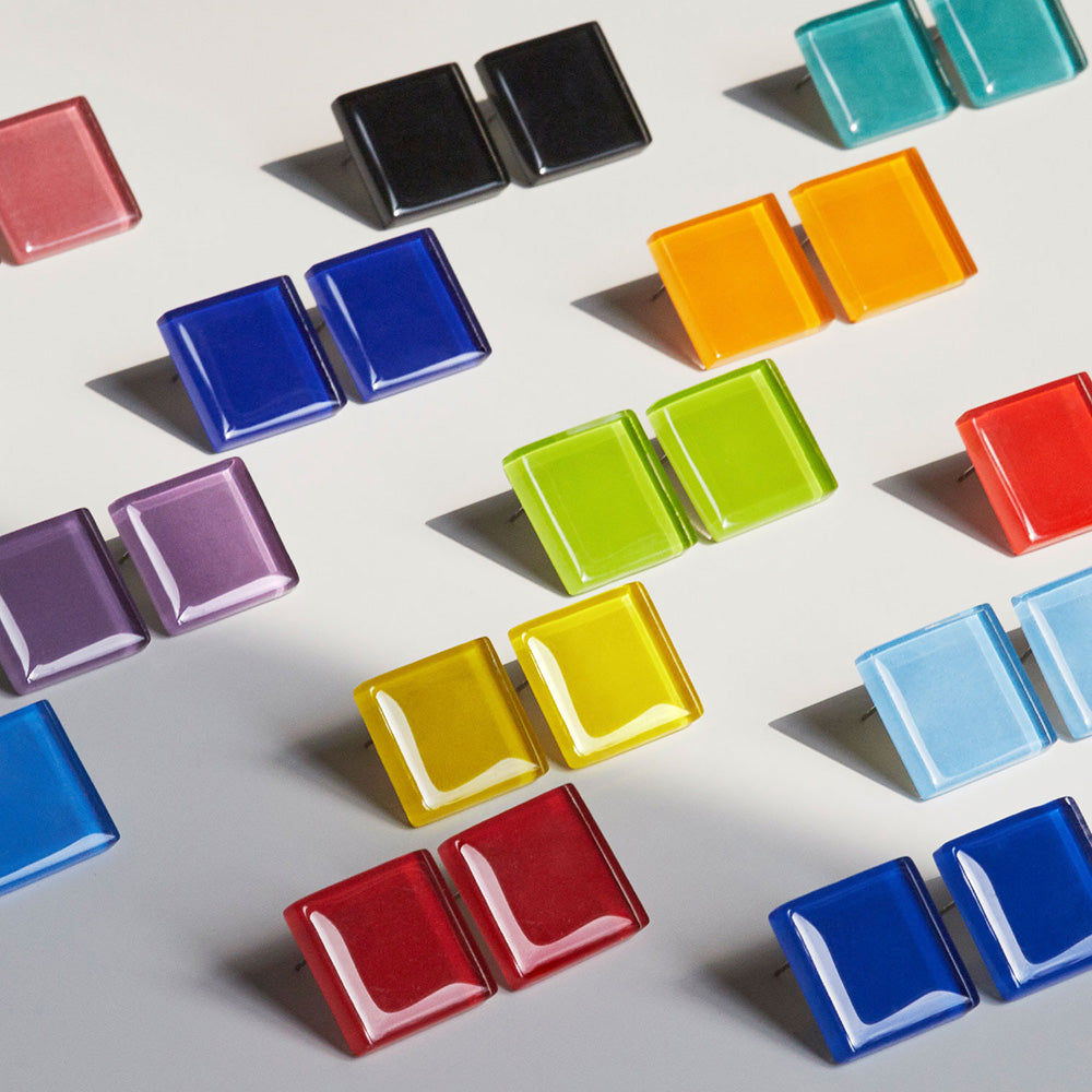 Foto von Statement Clip Ohrringe aus Glas • 20mm