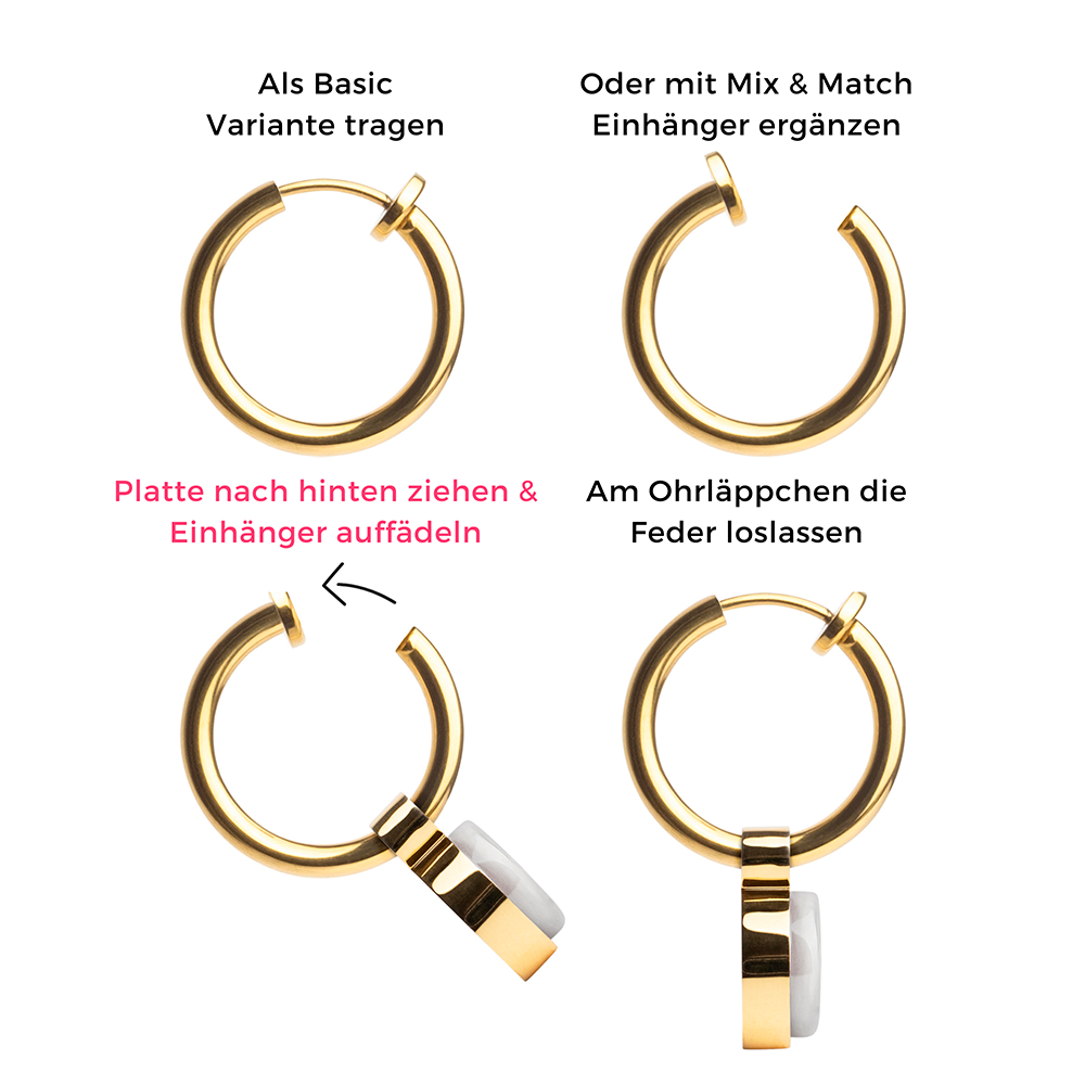 Foto von Ohrclip Creolen mit Einhänger • Mix & Match Ohrclips • 18mm