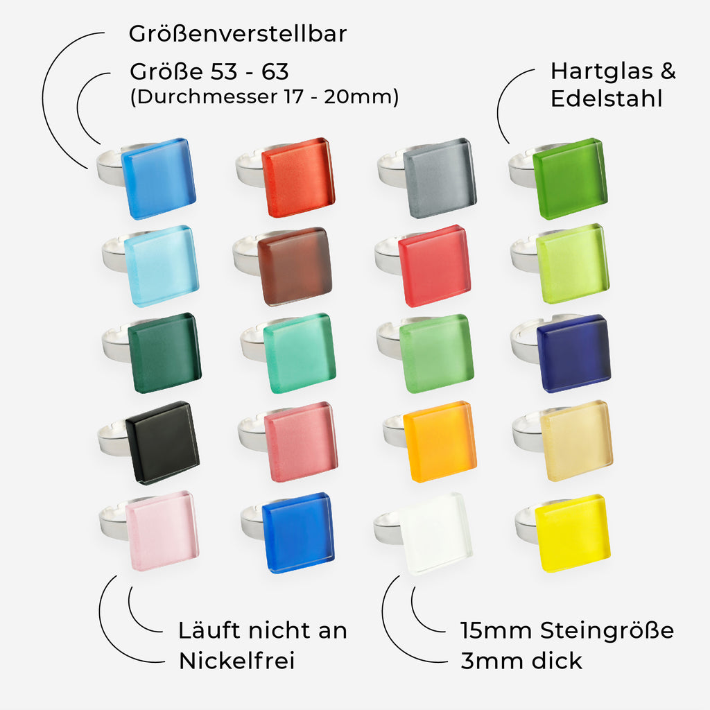Foto von Quadratischer Ring mit Stein 15mm • größenverstellbar