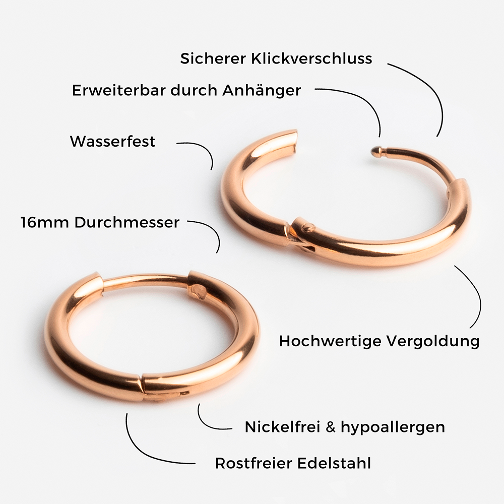 Foto von Stainless steel basic hoop earrings • Waterproof earrings