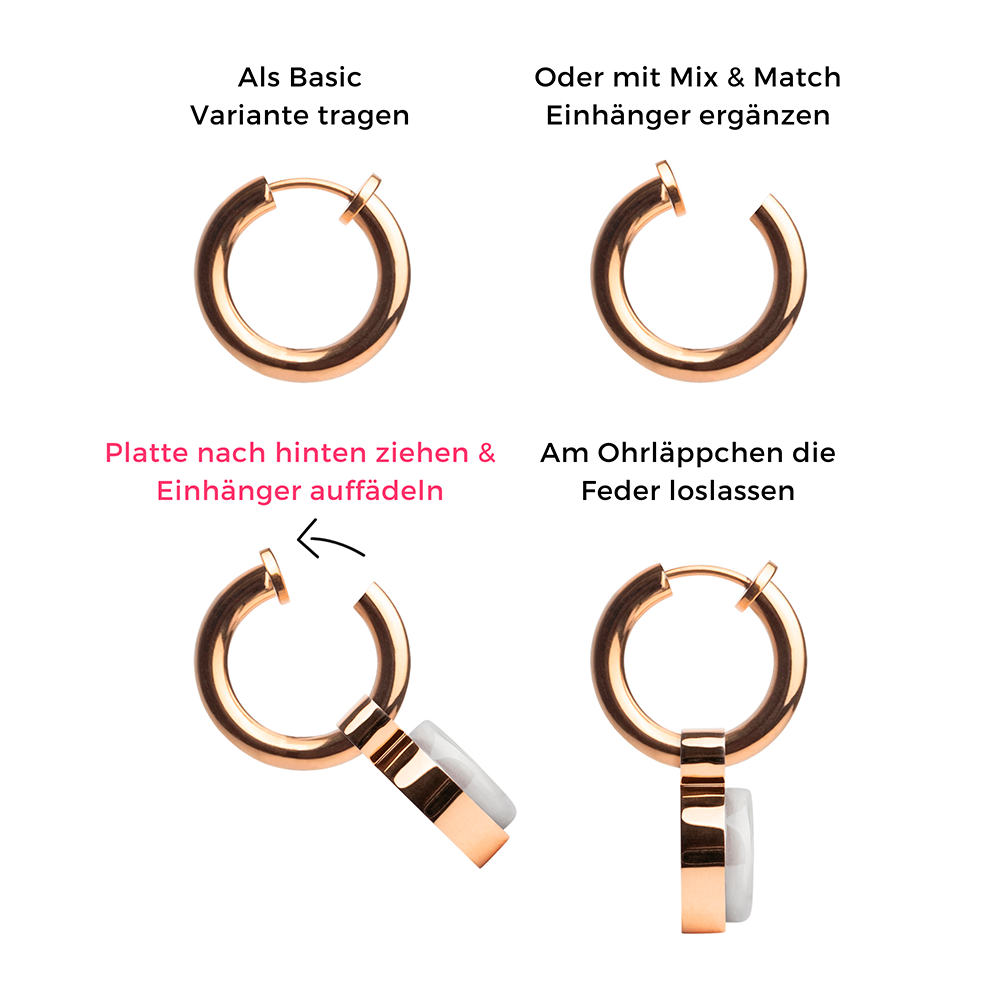 Foto von Hoop clip earrings with pendants • Mix & Match ear clips • 14mm