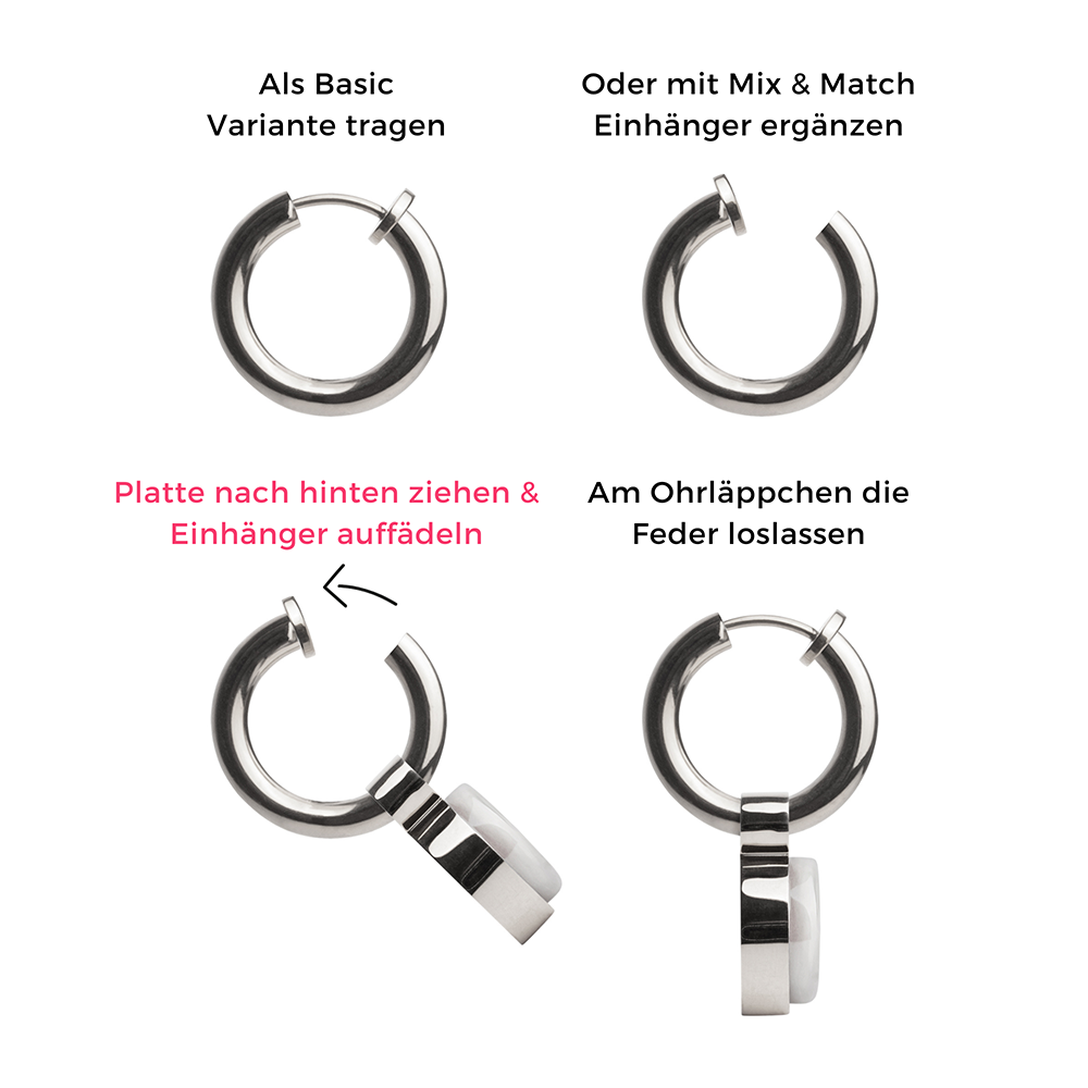 Foto von Clip Creolen mit Einhänger • Mix & Match Ohrclips • 14mm