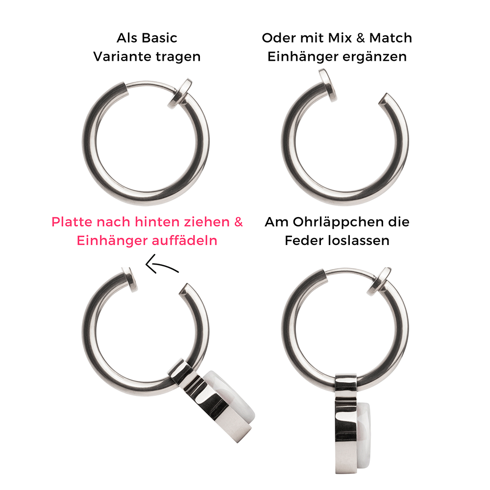 Foto von Ohrclip Creolen mit Einhänger • Mix & Match Ohrclips • 18mm